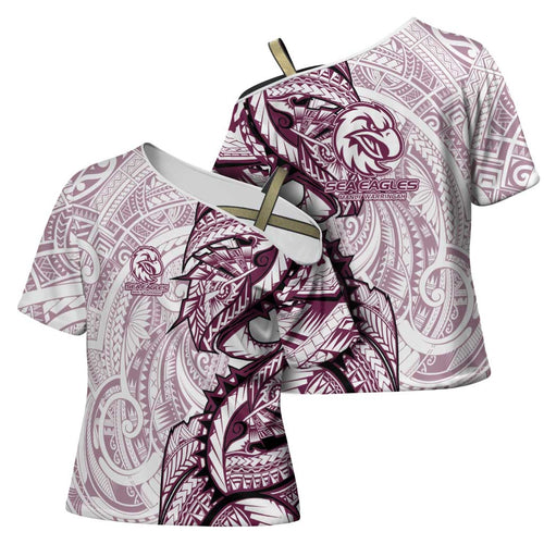 Sea Eagles Cross Shoulder Shirt Polynesian Tribal Tattoo Pacific Sport Art