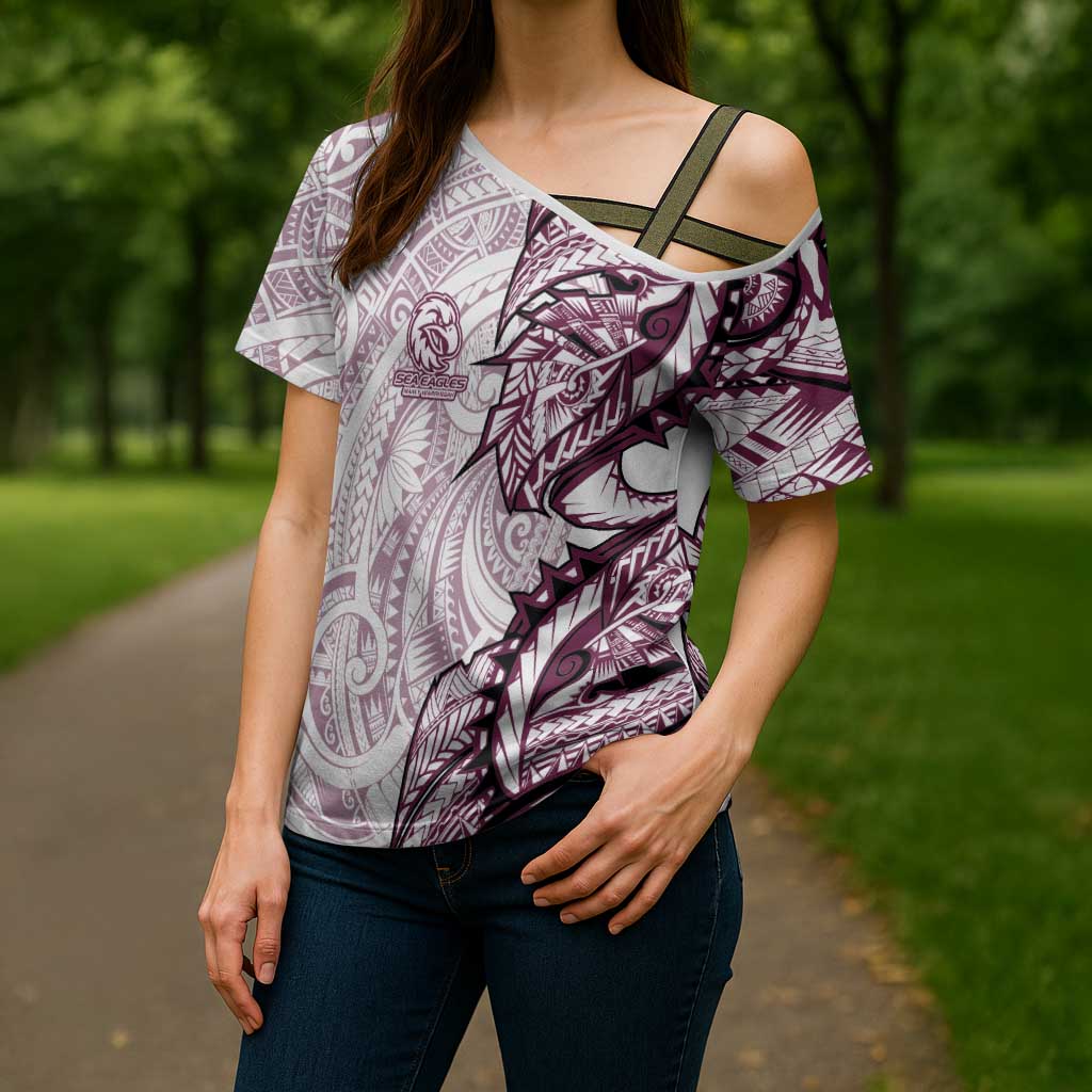Sea Eagles Cross Shoulder Shirt Polynesian Tribal Tattoo Pacific Sport Art