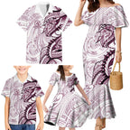 Sea Eagles Family Matching Mermaid Dress and Hawaiian Shirt Polynesian Tribal Tattoo Pacific Sport Art
