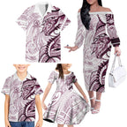 Sea Eagles Family Matching Off The Shoulder Long Sleeve Dress and Hawaiian Shirt Polynesian Tribal Tattoo Pacific Sport Art