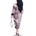 Sea Eagles Family Matching Off The Shoulder Long Sleeve Dress and Hawaiian Shirt Polynesian Tribal Tattoo Pacific Sport Art