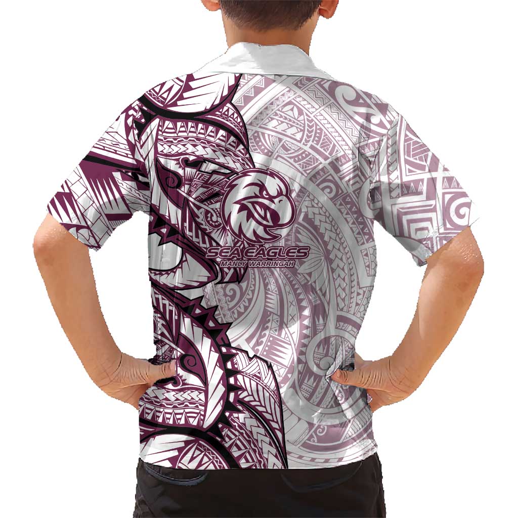 Sea Eagles Family Matching Off Shoulder Maxi Dress and Hawaiian Shirt Polynesian Tribal Tattoo Pacific Sport Art