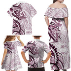 Sea Eagles Family Matching Off Shoulder Maxi Dress and Hawaiian Shirt Polynesian Tribal Tattoo Pacific Sport Art
