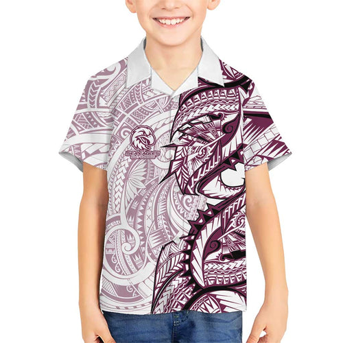 Sea Eagles Family Matching Off Shoulder Maxi Dress and Hawaiian Shirt Polynesian Tribal Tattoo Pacific Sport Art