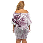 Sea Eagles Family Matching Off Shoulder Short Dress and Hawaiian Shirt Polynesian Tribal Tattoo Pacific Sport Art