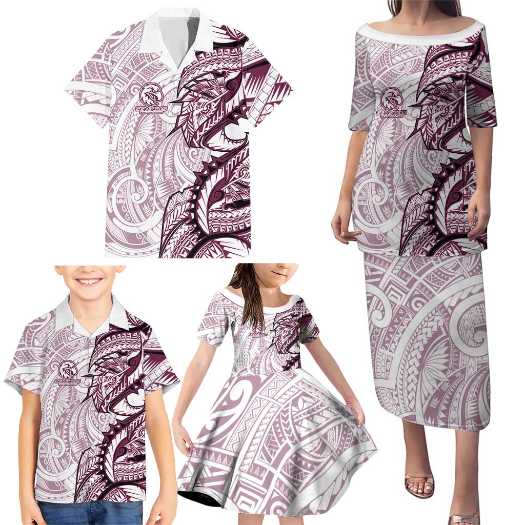 Sea Eagles Family Matching Puletasi and Hawaiian Shirt Polynesian Tribal Tattoo Pacific Sport Art