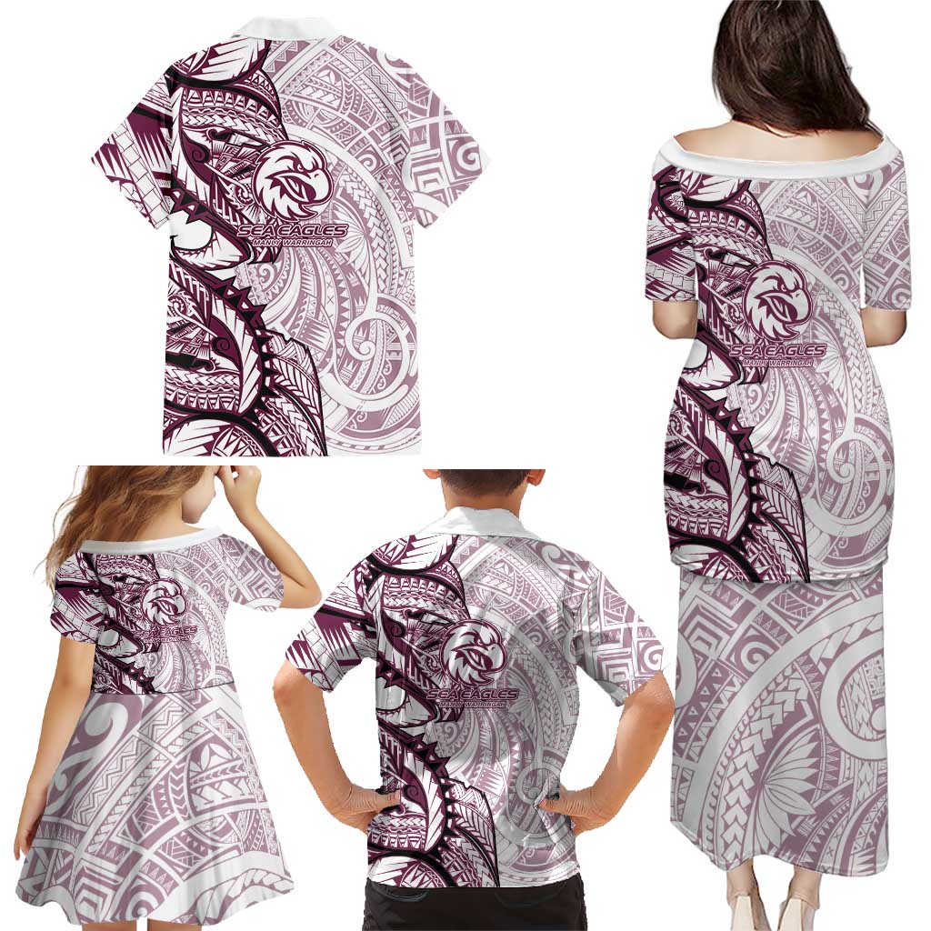 Sea Eagles Family Matching Puletasi and Hawaiian Shirt Polynesian Tribal Tattoo Pacific Sport Art