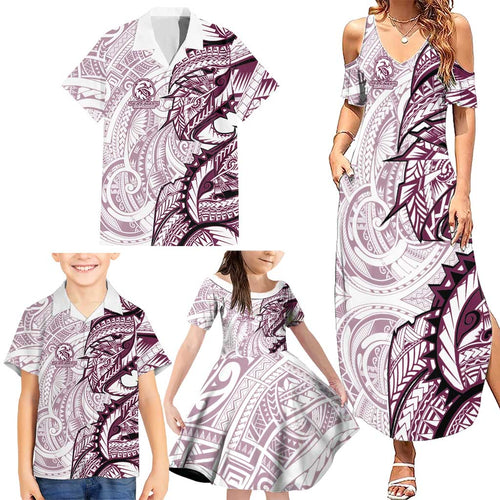 Sea Eagles Family Matching Summer Maxi Dress and Hawaiian Shirt Polynesian Tribal Tattoo Pacific Sport Art