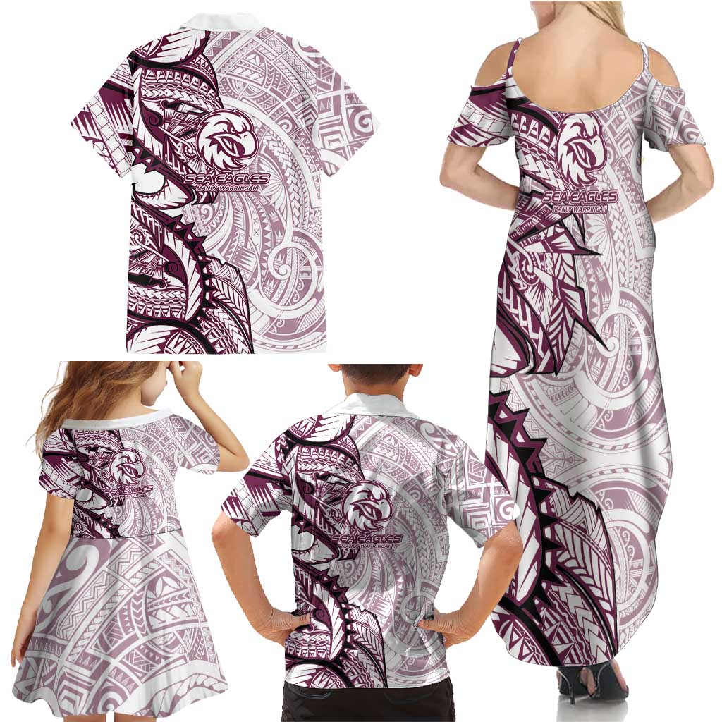 Sea Eagles Family Matching Summer Maxi Dress and Hawaiian Shirt Polynesian Tribal Tattoo Pacific Sport Art