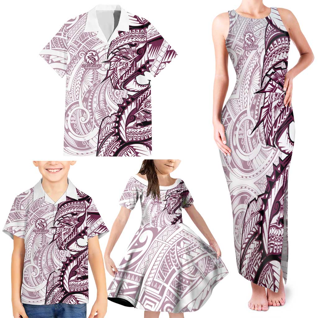 Sea Eagles Family Matching Tank Maxi Dress and Hawaiian Shirt Polynesian Tribal Tattoo Pacific Sport Art