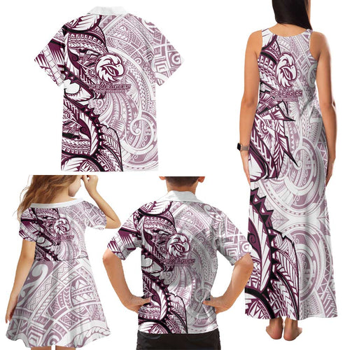 Sea Eagles Family Matching Tank Maxi Dress and Hawaiian Shirt Polynesian Tribal Tattoo Pacific Sport Art