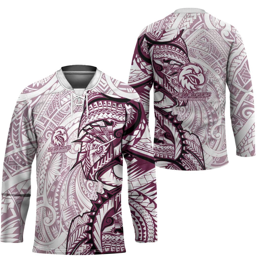 Sea Eagles Hockey Jersey Polynesian Tribal Tattoo Pacific Sport Art