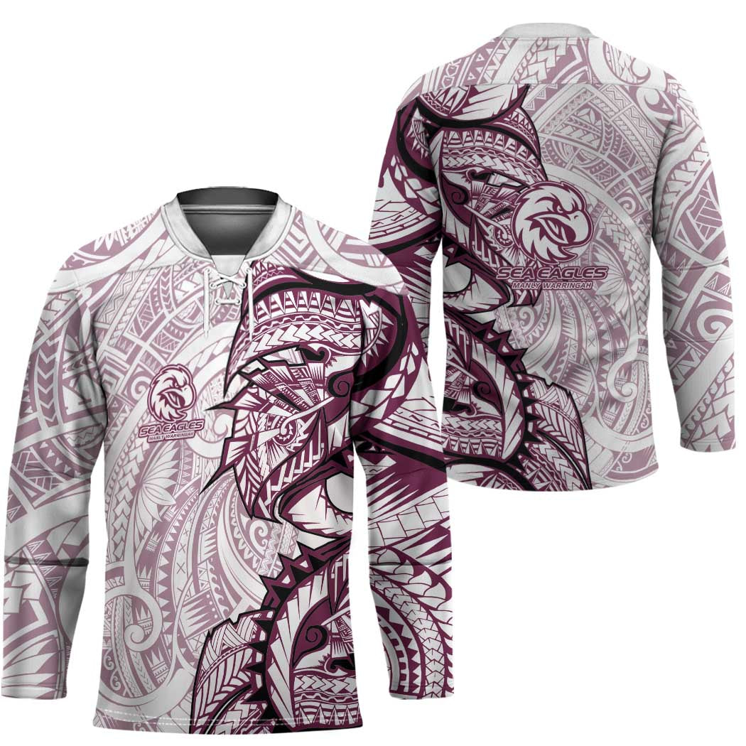 Sea Eagles Hockey Jersey Polynesian Tribal Tattoo Pacific Sport Art