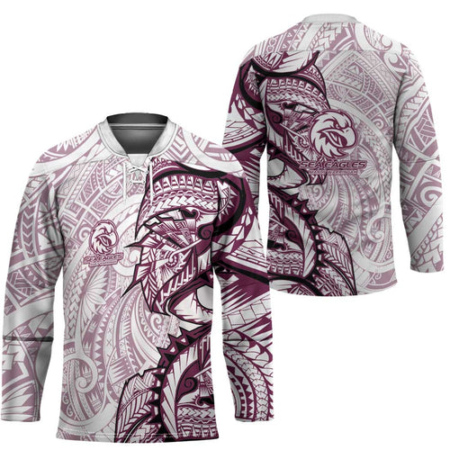 Sea Eagles Hockey Jersey Polynesian Tribal Tattoo Pacific Sport Art