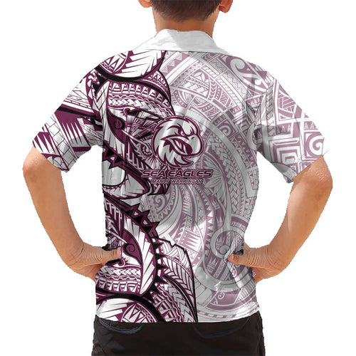 Sea Eagles Kid Hawaiian Shirt Polynesian Tribal Tattoo Pacific Sport Art