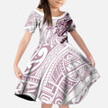 Sea Eagles Kid Short Sleeve Dress Polynesian Tribal Tattoo Pacific Sport Art