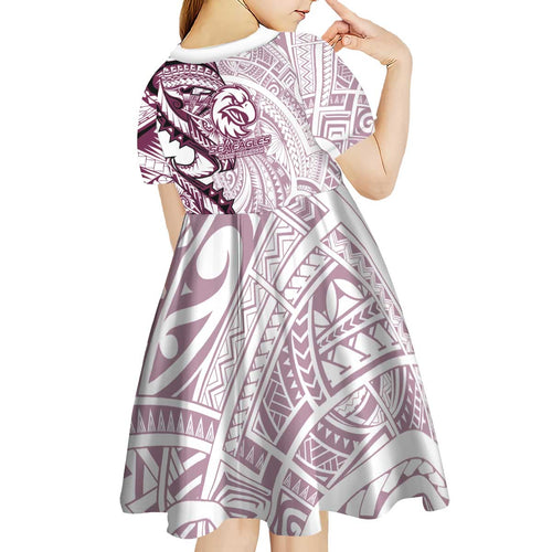 Sea Eagles Kid Short Sleeve Dress Polynesian Tribal Tattoo Pacific Sport Art
