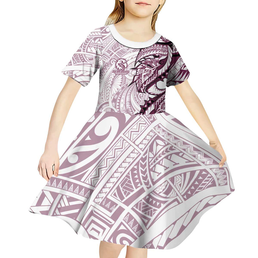 Sea Eagles Kid Short Sleeve Dress Polynesian Tribal Tattoo Pacific Sport Art