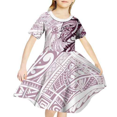 Sea Eagles Kid Short Sleeve Dress Polynesian Tribal Tattoo Pacific Sport Art