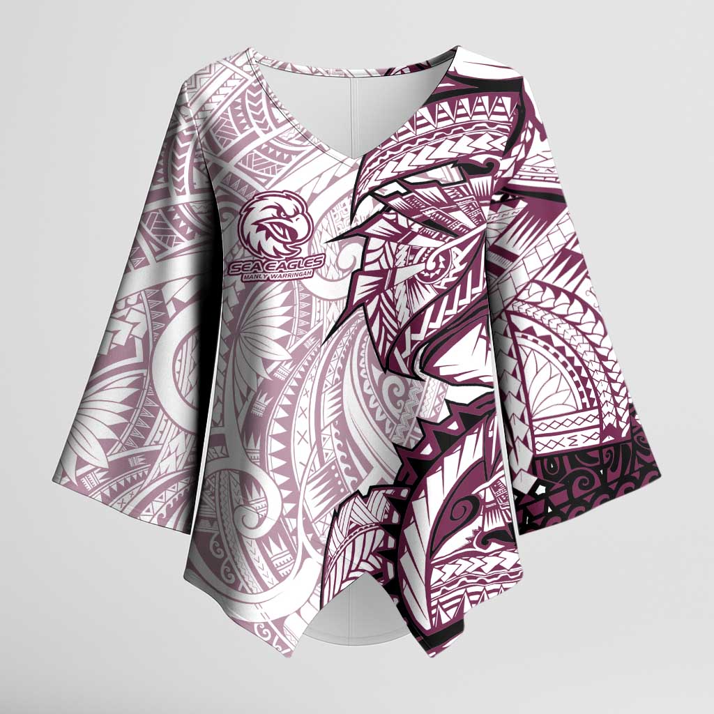 Sea Eagles Kimono Sleeve Blouse Polynesian Tribal Tattoo Pacific Sport Art