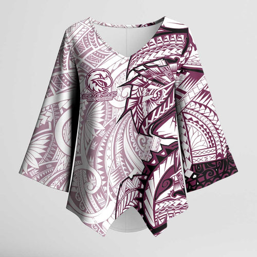 Sea Eagles Kimono Sleeve Blouse Polynesian Tribal Tattoo Pacific Sport Art