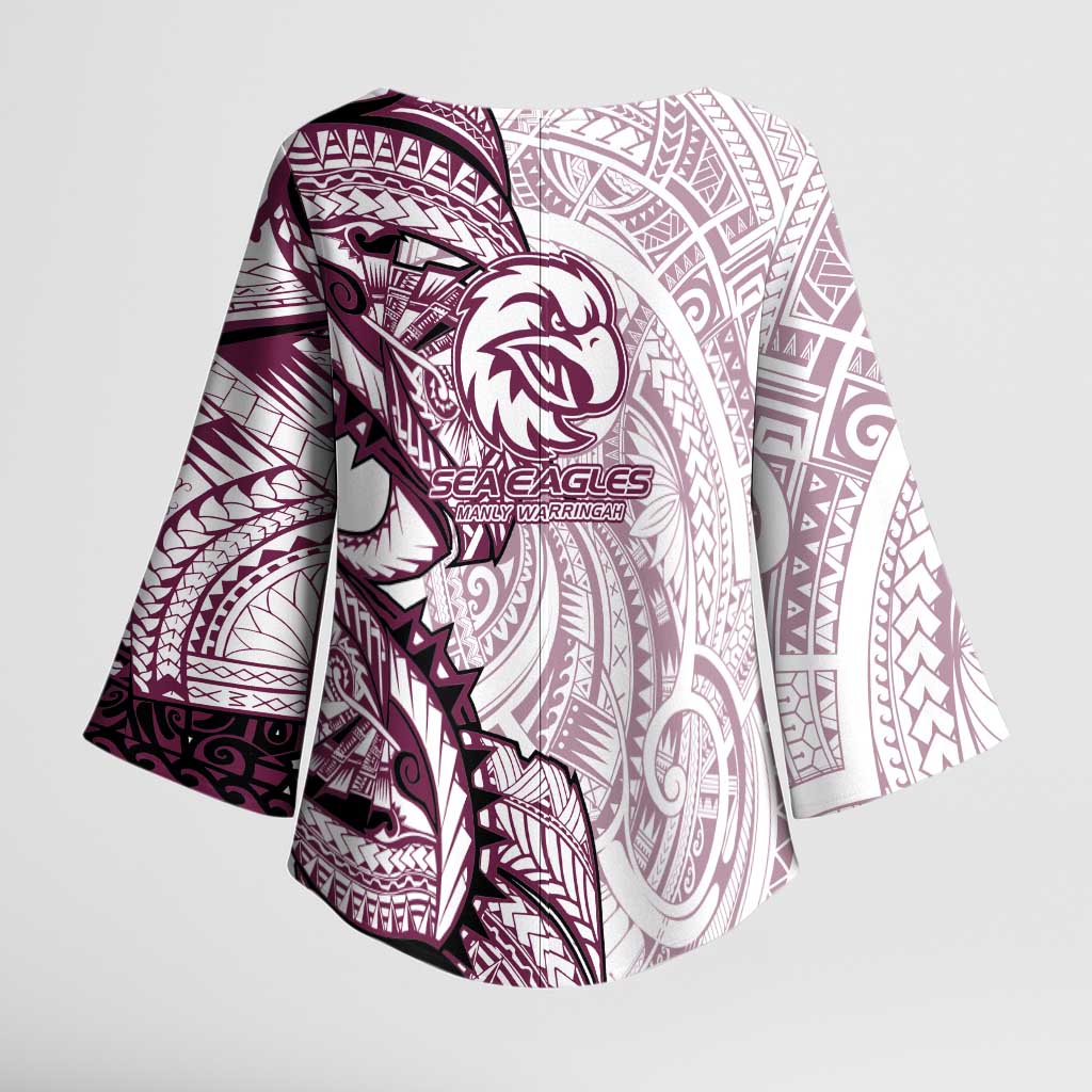 Sea Eagles Kimono Sleeve Blouse Polynesian Tribal Tattoo Pacific Sport Art