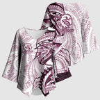 Sea Eagles Kimono Sleeve Blouse Polynesian Tribal Tattoo Pacific Sport Art