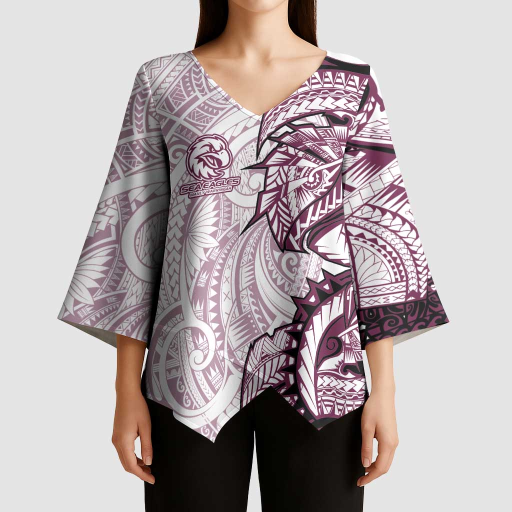 Sea Eagles Kimono Sleeve Blouse Polynesian Tribal Tattoo Pacific Sport Art