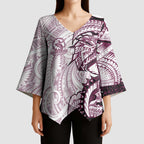 Sea Eagles Kimono Sleeve Blouse Polynesian Tribal Tattoo Pacific Sport Art