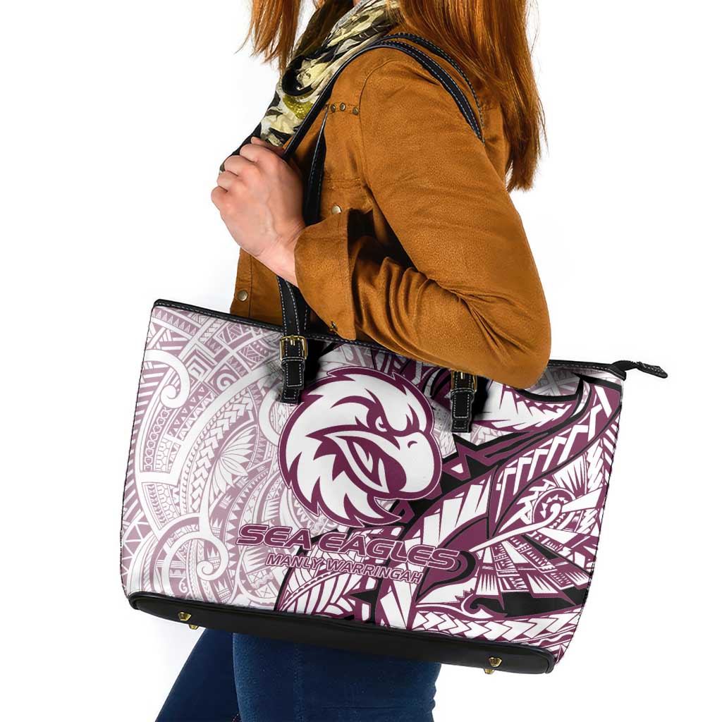 Sea Eagles Leather Tote Bag Polynesian Tribal Tattoo Pacific Sport Art