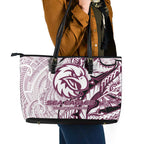 Sea Eagles Leather Tote Bag Polynesian Tribal Tattoo Pacific Sport Art
