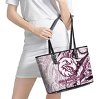 Sea Eagles Leather Tote Bag Polynesian Tribal Tattoo Pacific Sport Art