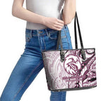 Sea Eagles Leather Tote Bag Polynesian Tribal Tattoo Pacific Sport Art