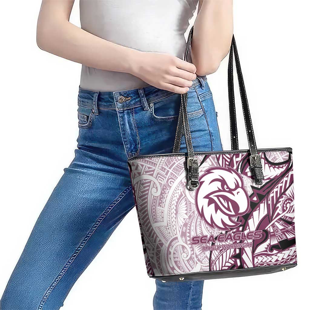 Sea Eagles Leather Tote Bag Polynesian Tribal Tattoo Pacific Sport Art