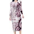 Sea Eagles Long Sleeve Bodycon Dress Polynesian Tribal Tattoo Pacific Sport Art