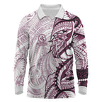 Sea Eagles Long Sleeve Polo Shirt Polynesian Tribal Tattoo Pacific Sport Art