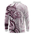 Sea Eagles Long Sleeve Polo Shirt Polynesian Tribal Tattoo Pacific Sport Art