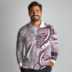 Sea Eagles Long Sleeve Polo Shirt Polynesian Tribal Tattoo Pacific Sport Art