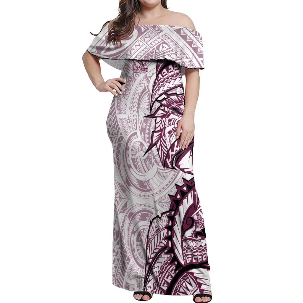 Sea Eagles Off Shoulder Maxi Dress Polynesian Tribal Tattoo Pacific Sport Art