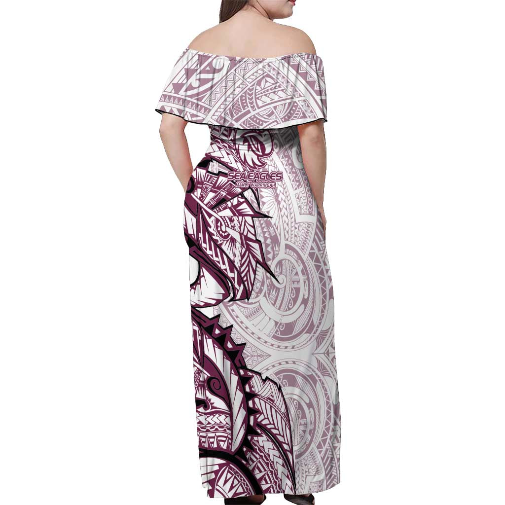 Sea Eagles Off Shoulder Maxi Dress Polynesian Tribal Tattoo Pacific Sport Art