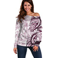 Sea Eagles Off Shoulder Sweater Polynesian Tribal Tattoo Pacific Sport Art
