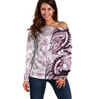 Sea Eagles Off Shoulder Sweater Polynesian Tribal Tattoo Pacific Sport Art