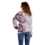 Sea Eagles Off Shoulder Sweater Polynesian Tribal Tattoo Pacific Sport Art