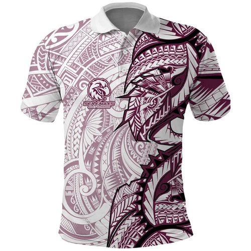 Sea Eagles Polo Shirt Polynesian Tribal Tattoo Pacific Sport Art