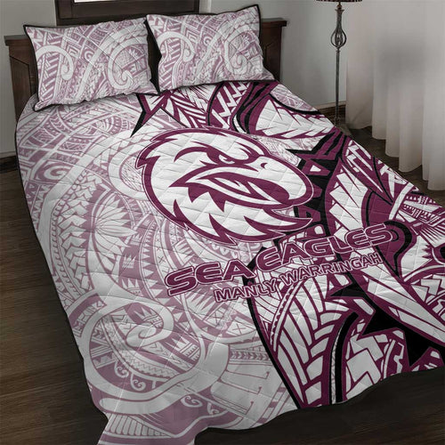 Sea Eagles Quilt Bed Set Polynesian Tribal Tattoo Pacific Sport Art