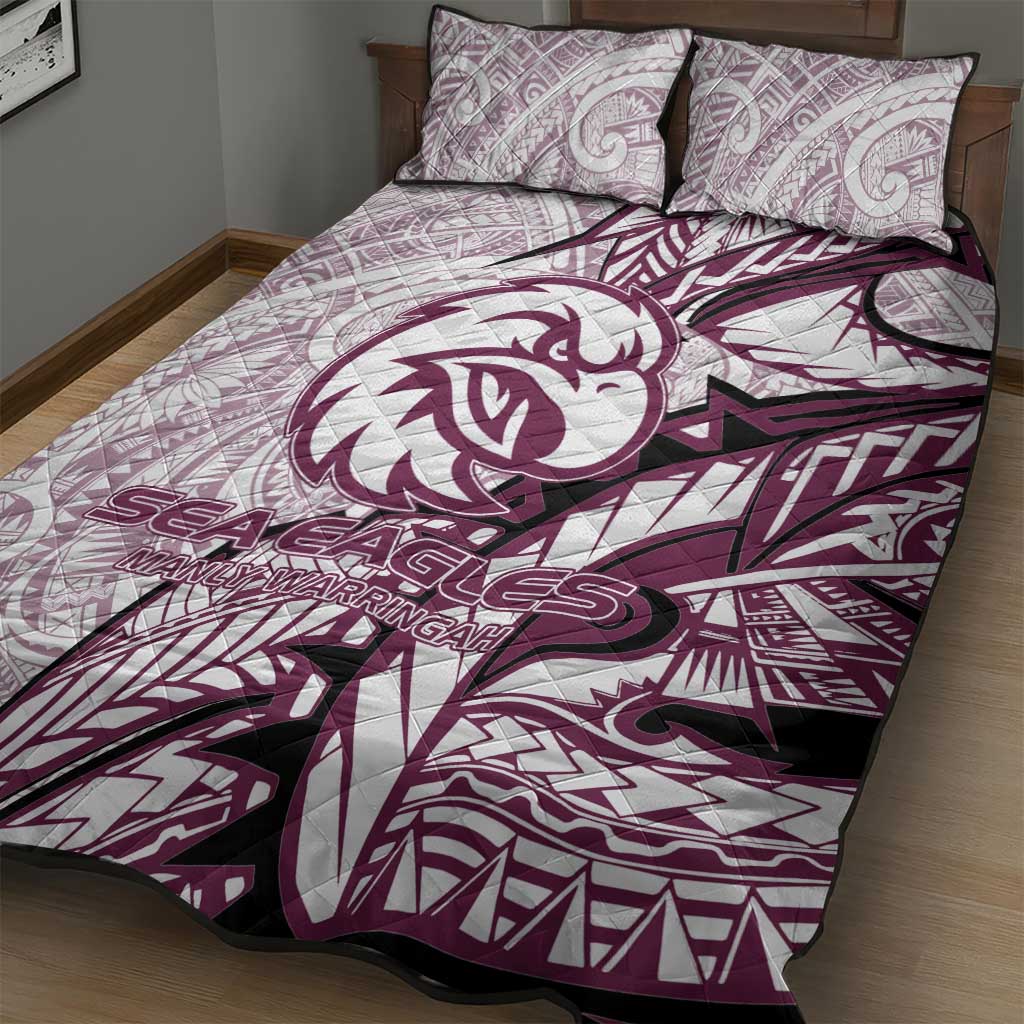 Sea Eagles Quilt Bed Set Polynesian Tribal Tattoo Pacific Sport Art