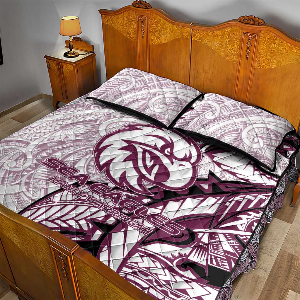 Sea Eagles Quilt Bed Set Polynesian Tribal Tattoo Pacific Sport Art