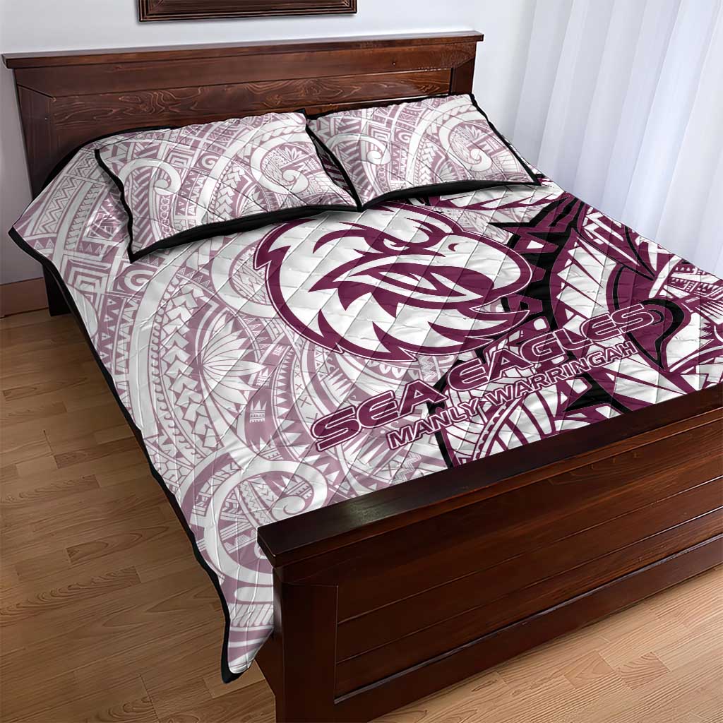 Sea Eagles Quilt Bed Set Polynesian Tribal Tattoo Pacific Sport Art