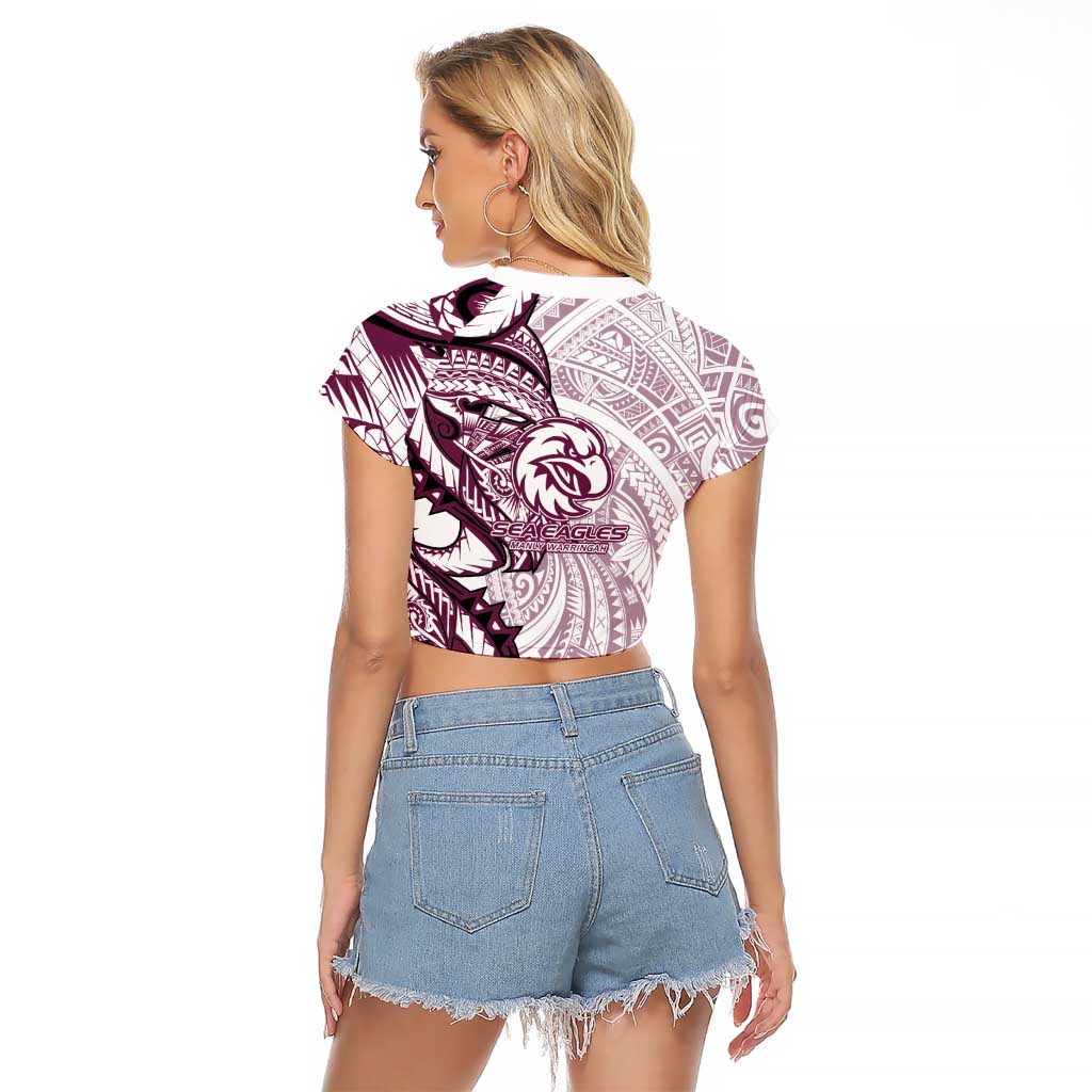 Sea Eagles Raglan Cropped T Shirt Polynesian Tribal Tattoo Pacific Sport Art
