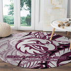 Sea Eagles Round Carpet Polynesian Tribal Tattoo Pacific Sport Art